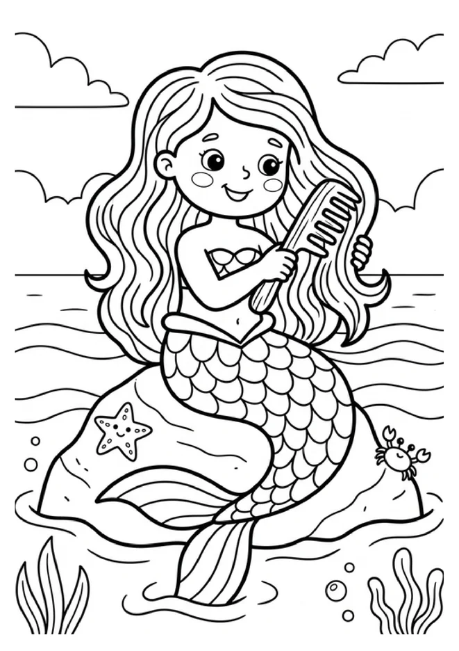 Desenhos de sereia para colorir para imprimir e colorir - imagem 6